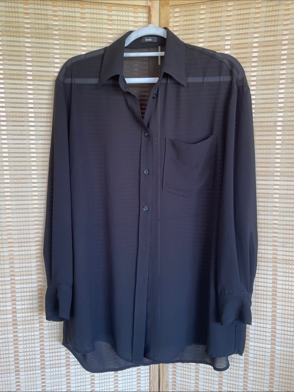 Knix Papaya Sheer Black Oversized Button-Up long sleeve Shirt blouse - Picture 3 of 15